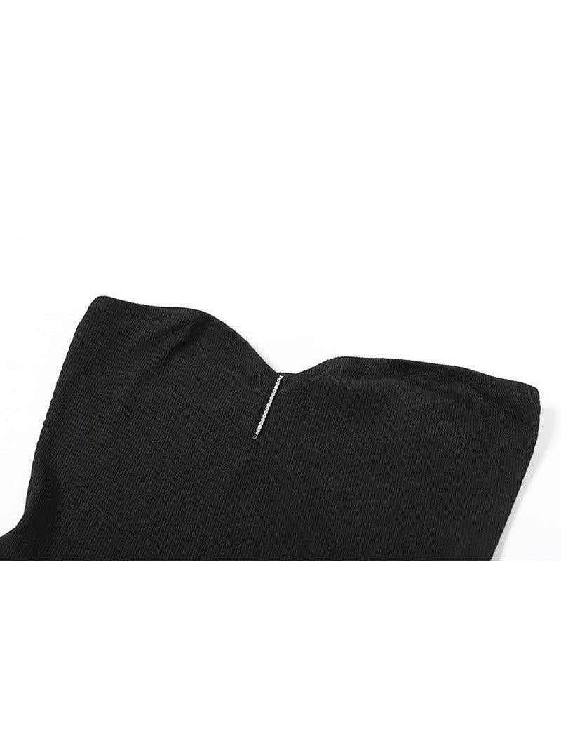 Off Neck Tube Ruffles Sheath Short Dress