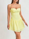 Yellow Lace Backless Slip Dress