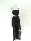 Tassel Tube Top & Split Asymmetric Skirt Coord Set