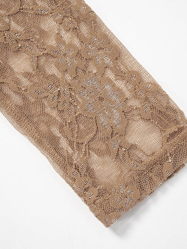 Crew Neck Patchwork Lace See Jumpsuit