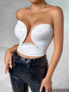 Steel Ring Hollow Out Pleated Backless Short Tube Top