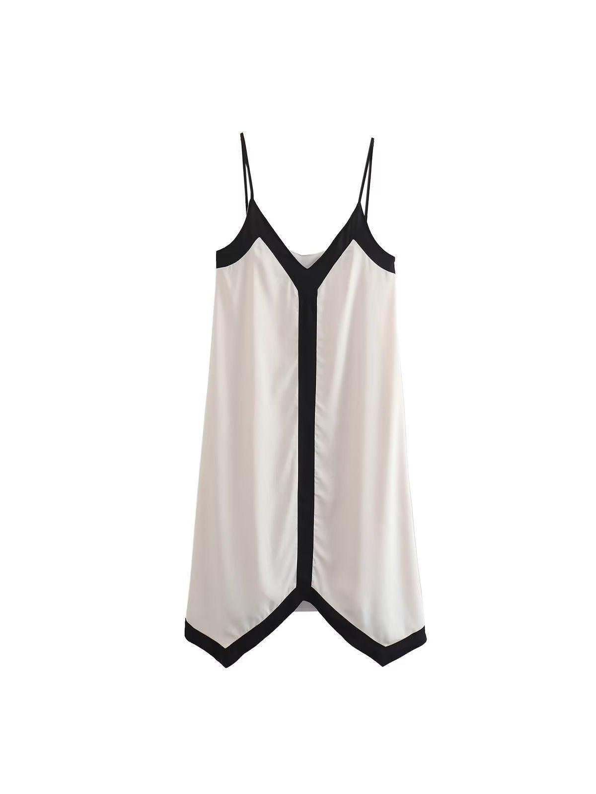 V Neck Asymmetric Cotton Maxi Dress