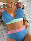 Tie up Color Block Bikini & Shorts Swimset