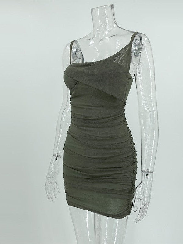 Oblique Shoulder Corset Sheath Dress