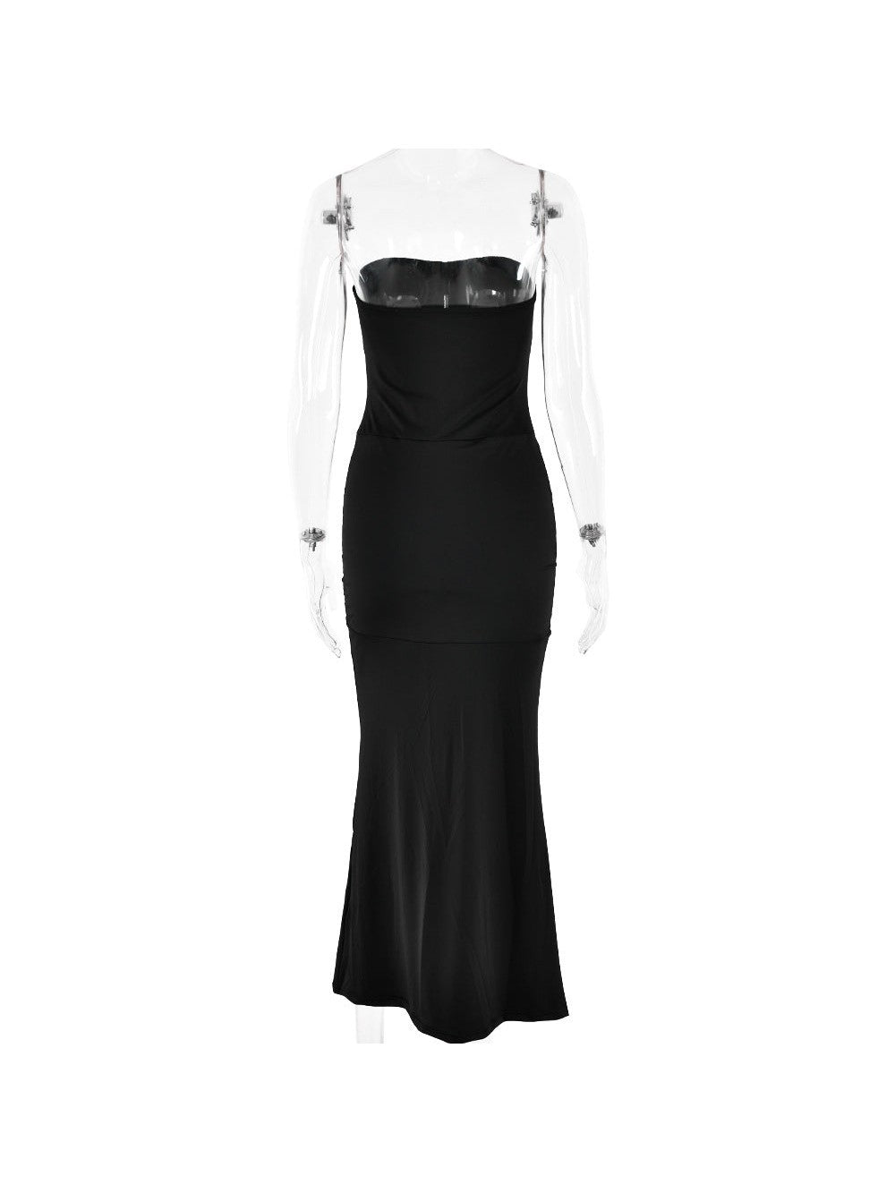 Sheath Tube Top Pleated Evening Dress