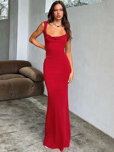 Elegant Bow Applique Backless Maxi Dress