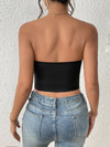 Steel Ring Hollow Out Pleated Backless Short Tube Top