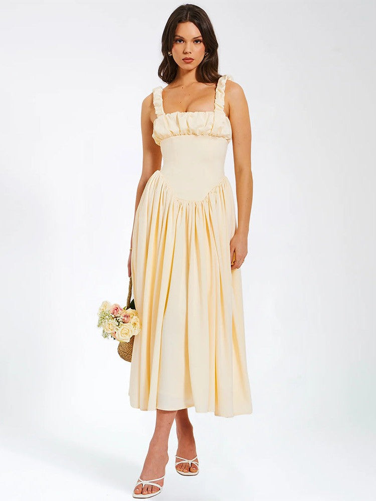 Ruched Flare Slit Maxi Dress Ruched Flare Slit Maxi Dress