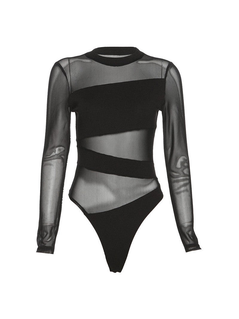 See Through Mesh Flattering Bodysuit Top