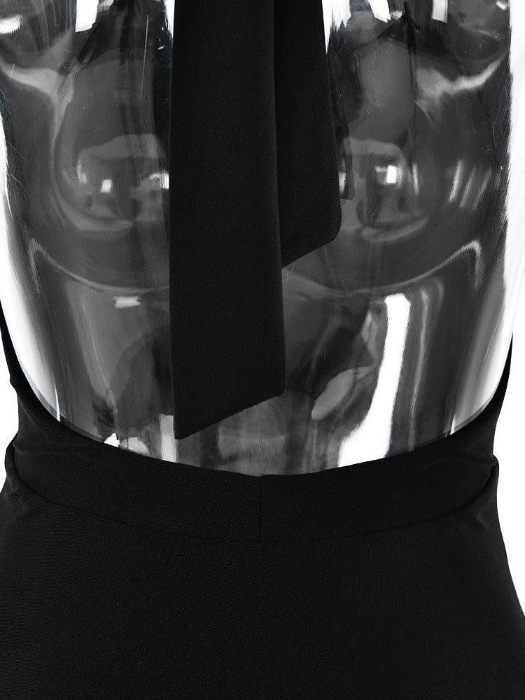 V Halter Neck Backless Split Dress