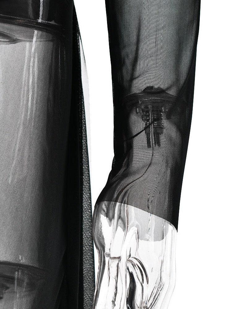 Mariam Full Sleeve Mesh See Through V Neck Jumpsuit