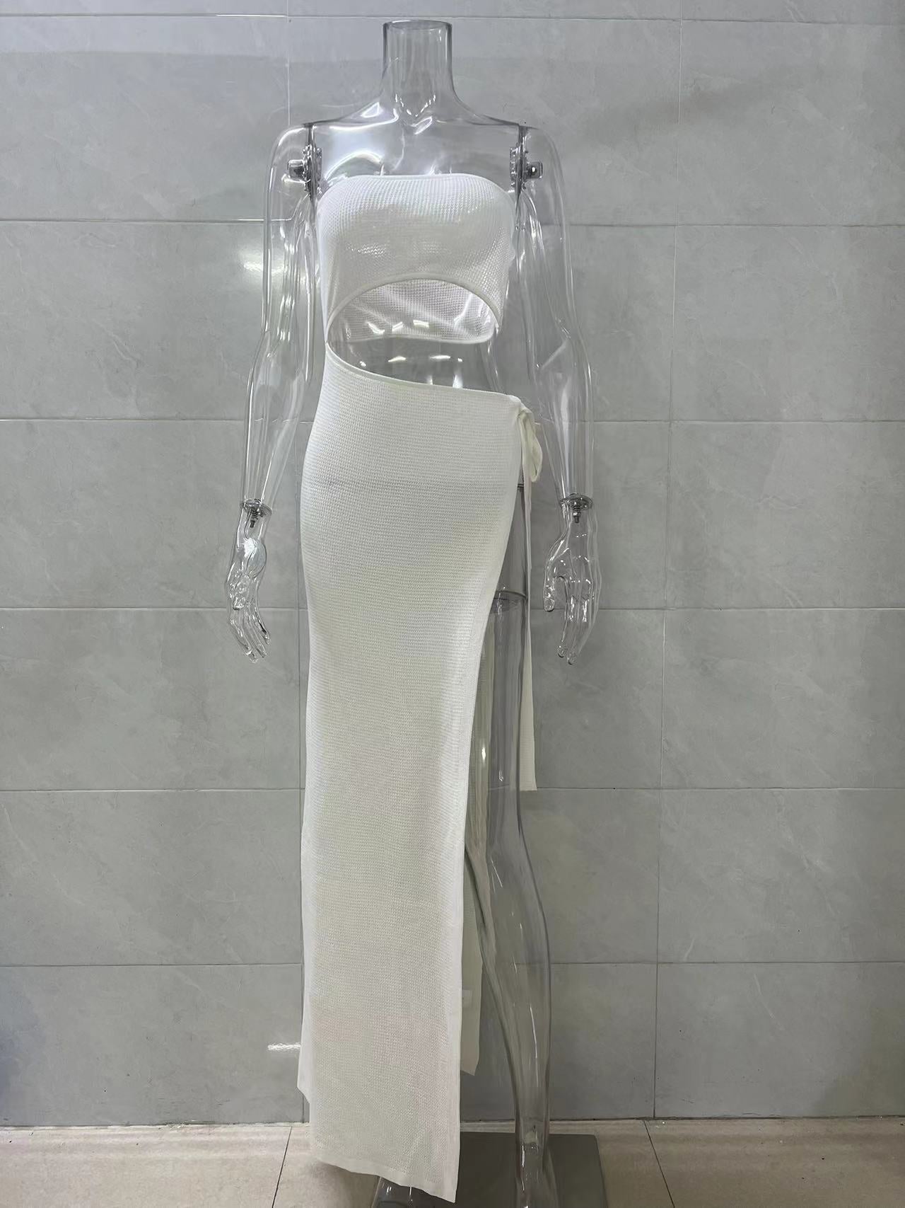 Cutout Cropped Knitted Tube Top Dress