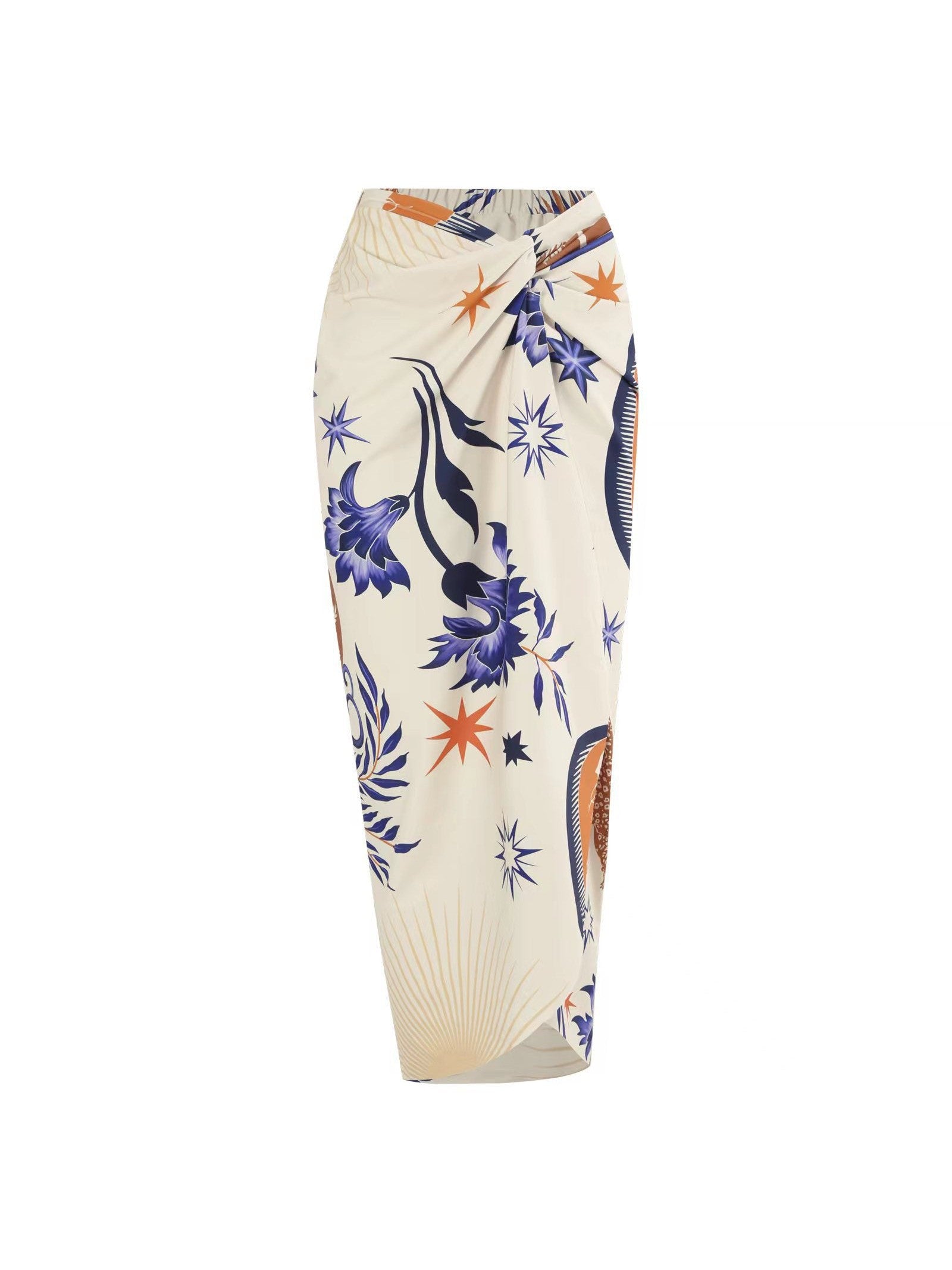 Boho Print Lace up Bikini & Short Swimsuit Set with Skirt