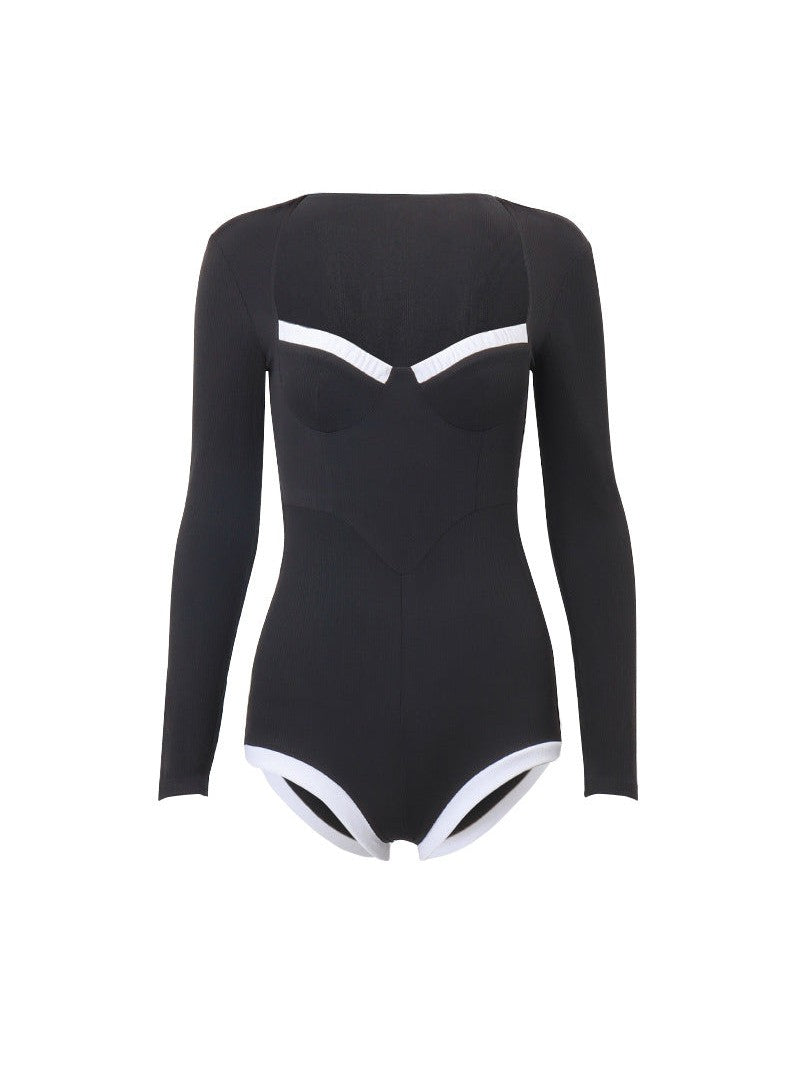 Black High Waist Long Sleeve Jumpsuit Dress