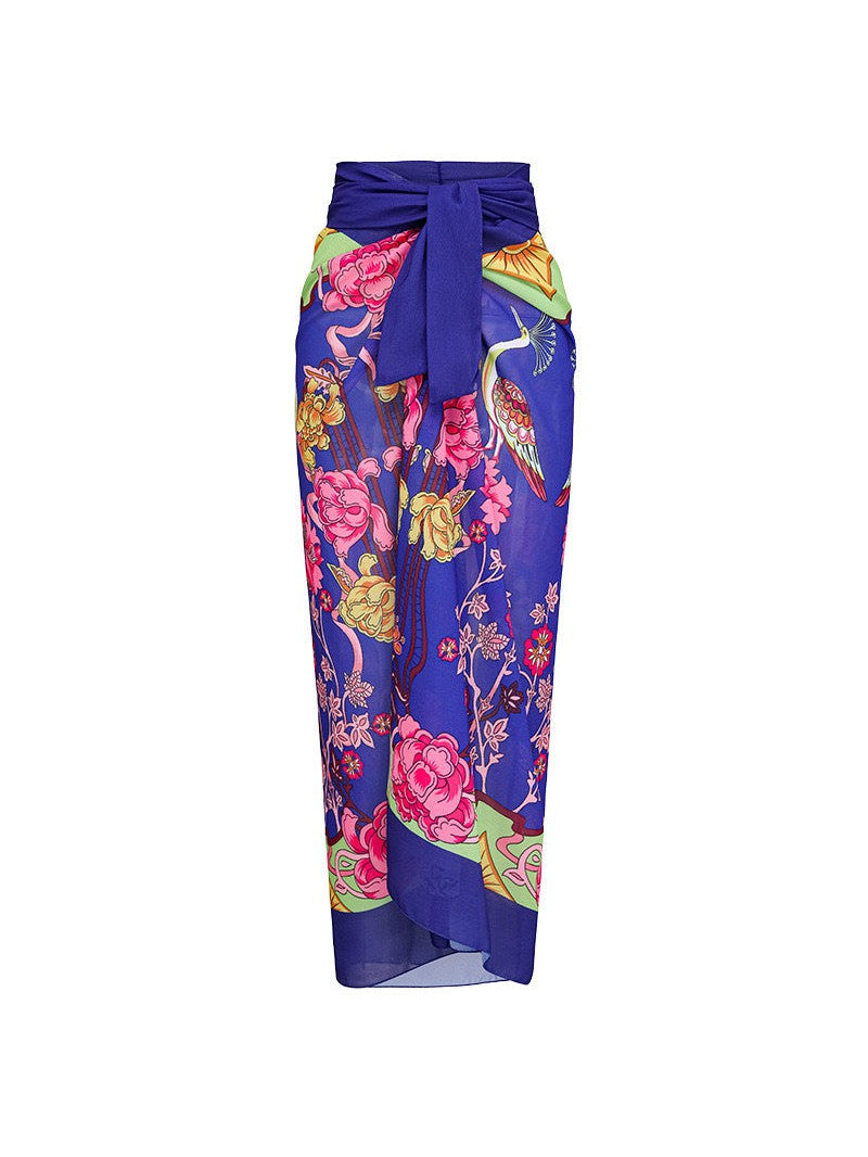 European French Retro Ruffle Swimsuit & Skirt Coord Set