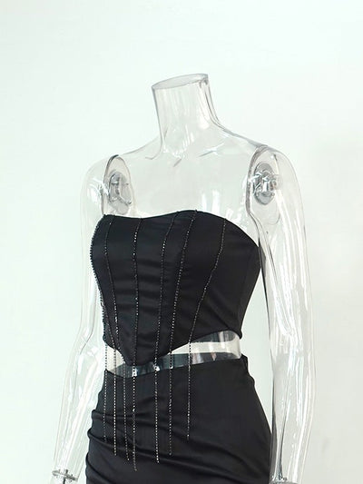 Tassel Tube Top & Split Asymmetric Skirt Coord Set