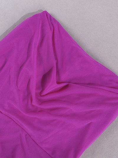 Pink Tube High Slit Sheath Maxi Dress