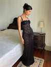 Spaghetti Strap See through Lace Maxi Dress