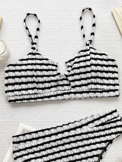 Black & White Cutout Swimsuit Set Bikini