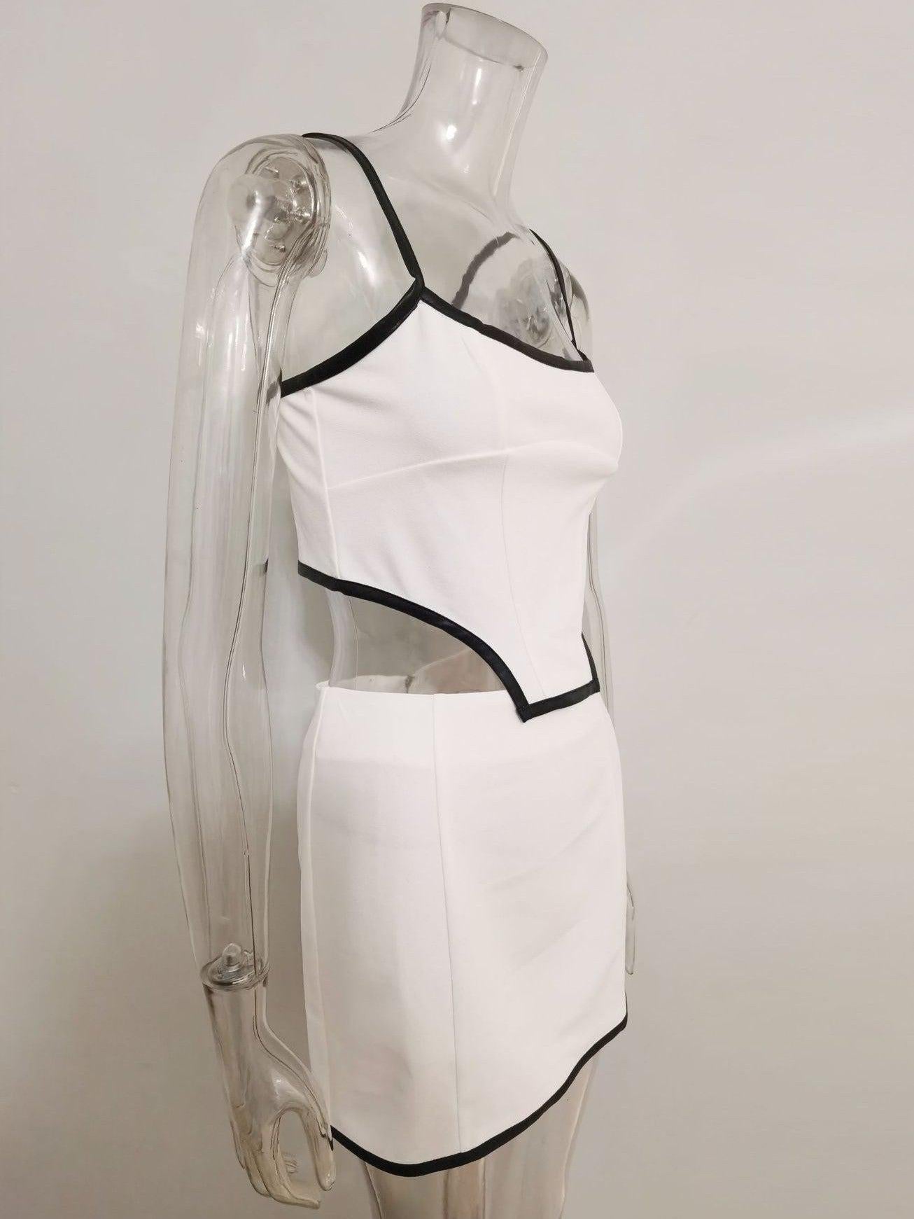 Contrast Color Hip Skirt & Coord Set