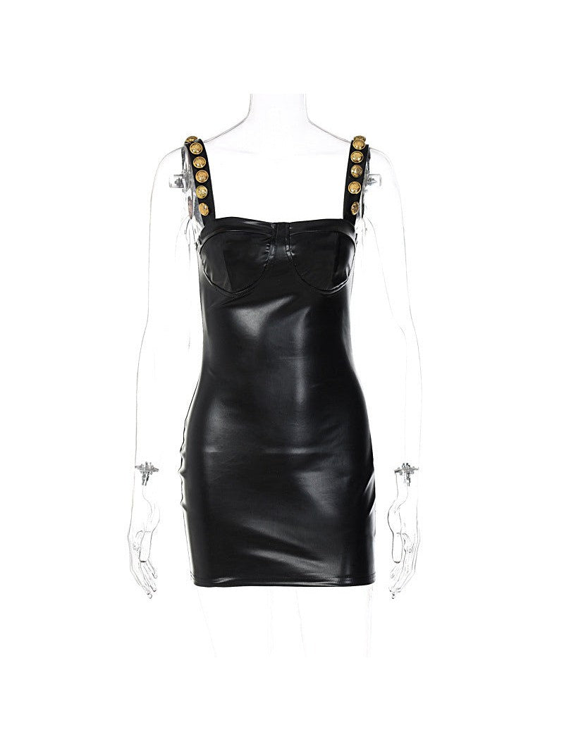 Boat Neck Sling Tube Top Hip Dress