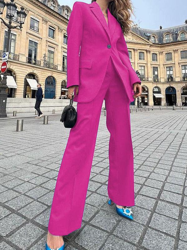 One Button Blazer & Pants Coord Set