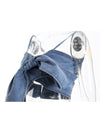 3D Bow Strap Tube Denim Top