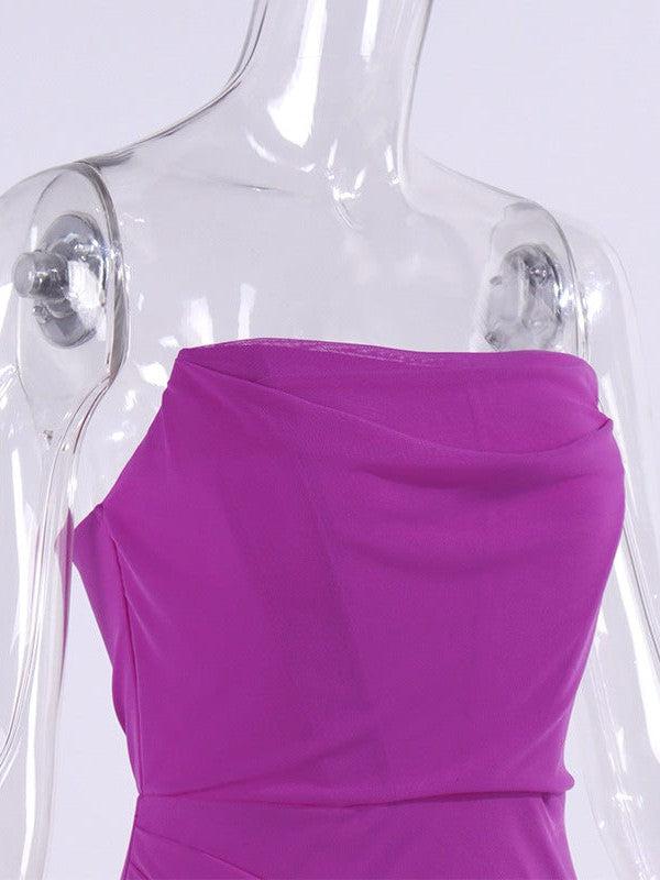 Pink Tube High Slit Sheath Maxi Dress