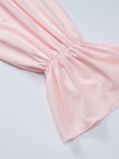 Halterneck Low Cut Ruffled Long Sleeve Romper