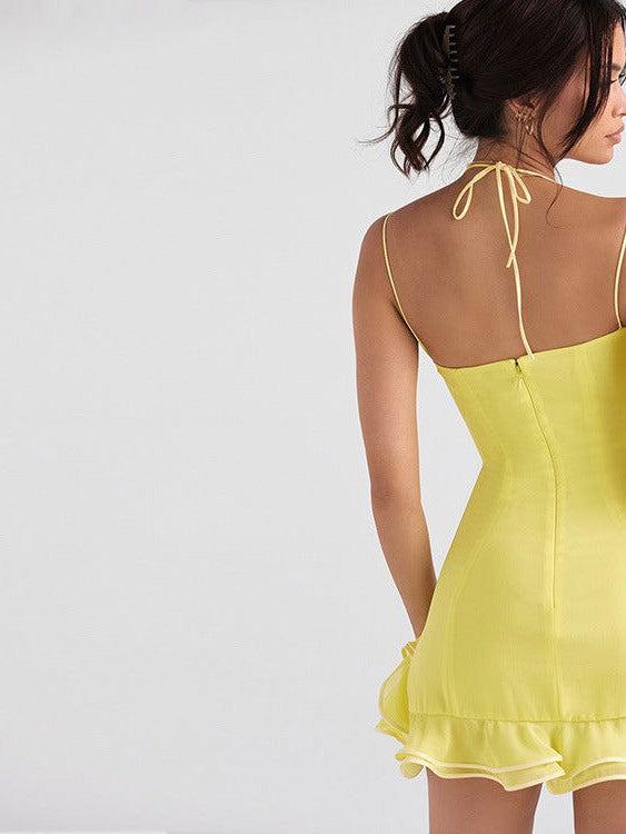 Halterneck Backless Lace Short Dress