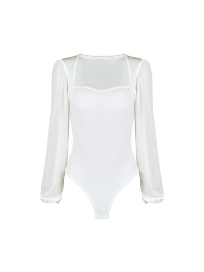 Patchwork Mesh Long Sleeve Bodysuit