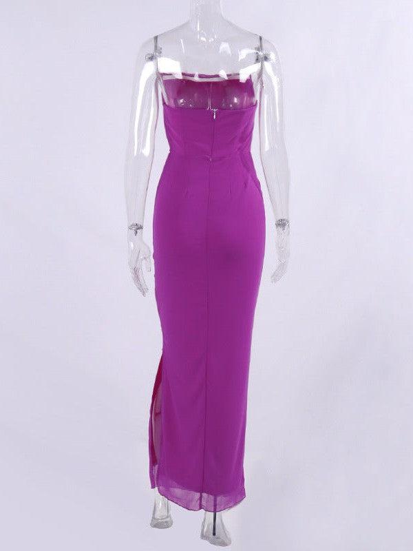 Pink Tube High Slit Sheath Maxi Dress