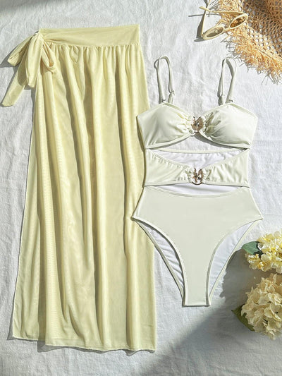 3 Piece Bikini Starfish Cutout Swimsuit Set