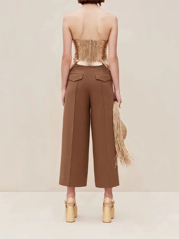 Metallic Asymmetric Corset Tube Top