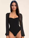 Patchwork Mesh Long Sleeve Bodysuit