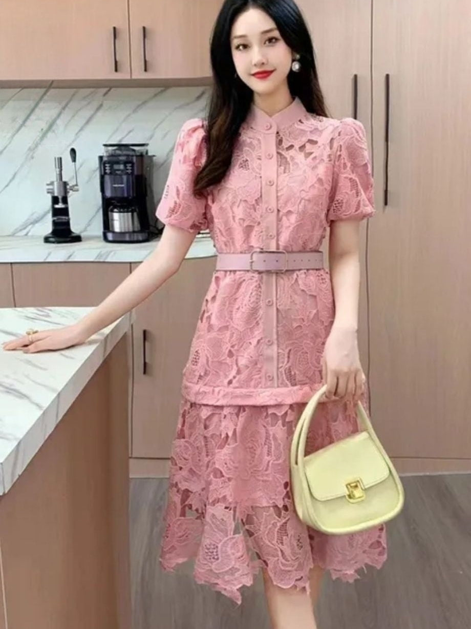 Irene Crochet Dress with Inner & Belt