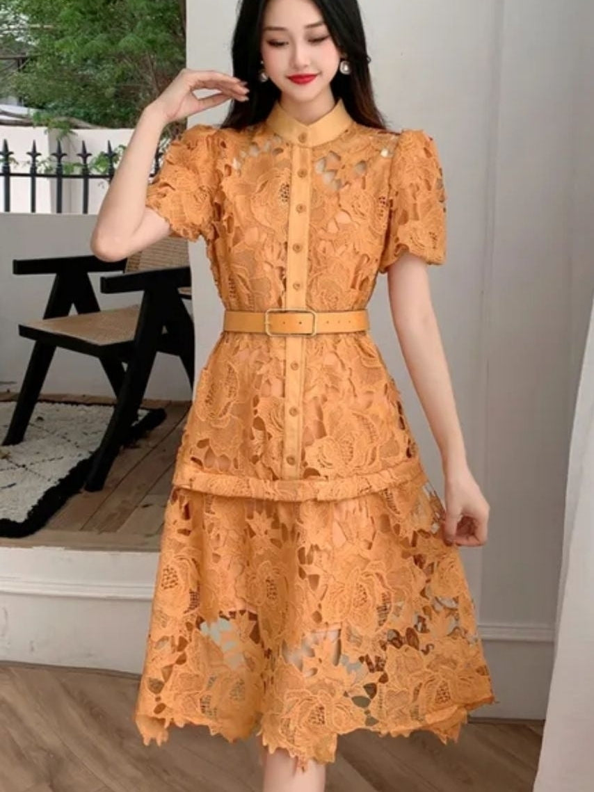 Irene Crochet Dress with Inner & Belt