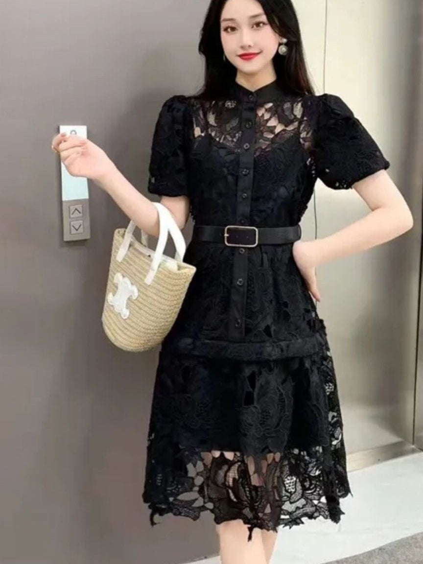 Irene Crochet Dress with Inner & Belt