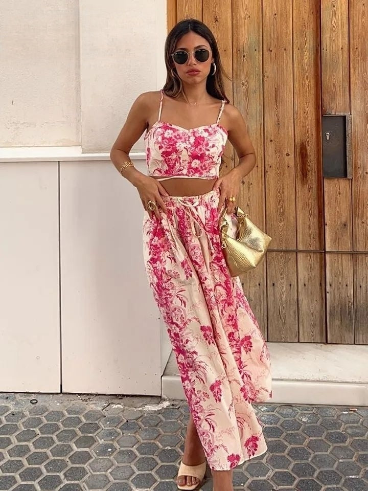 Spaghetti Strap Cami Top & Skirt Coord Set