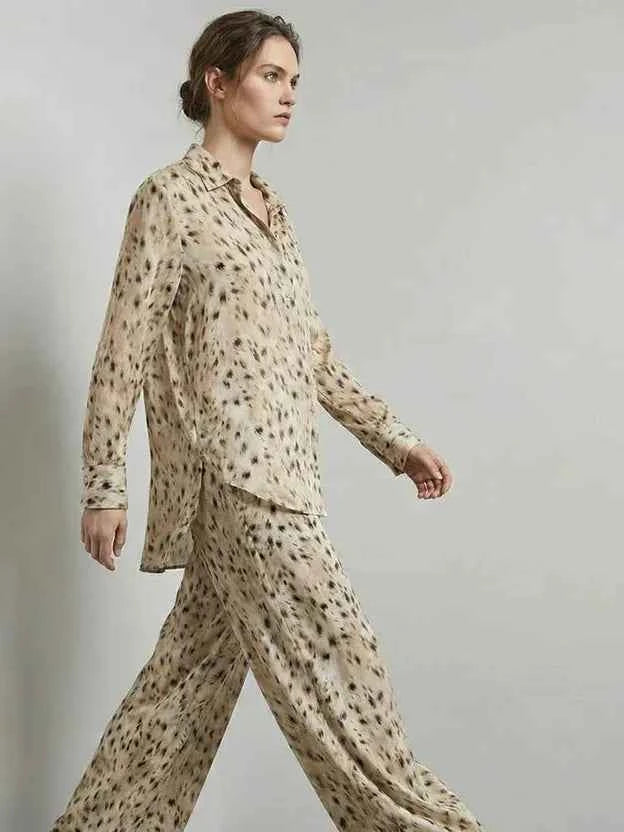Abstract Print Relaxed Shirt & Wide-Leg Trouser Set