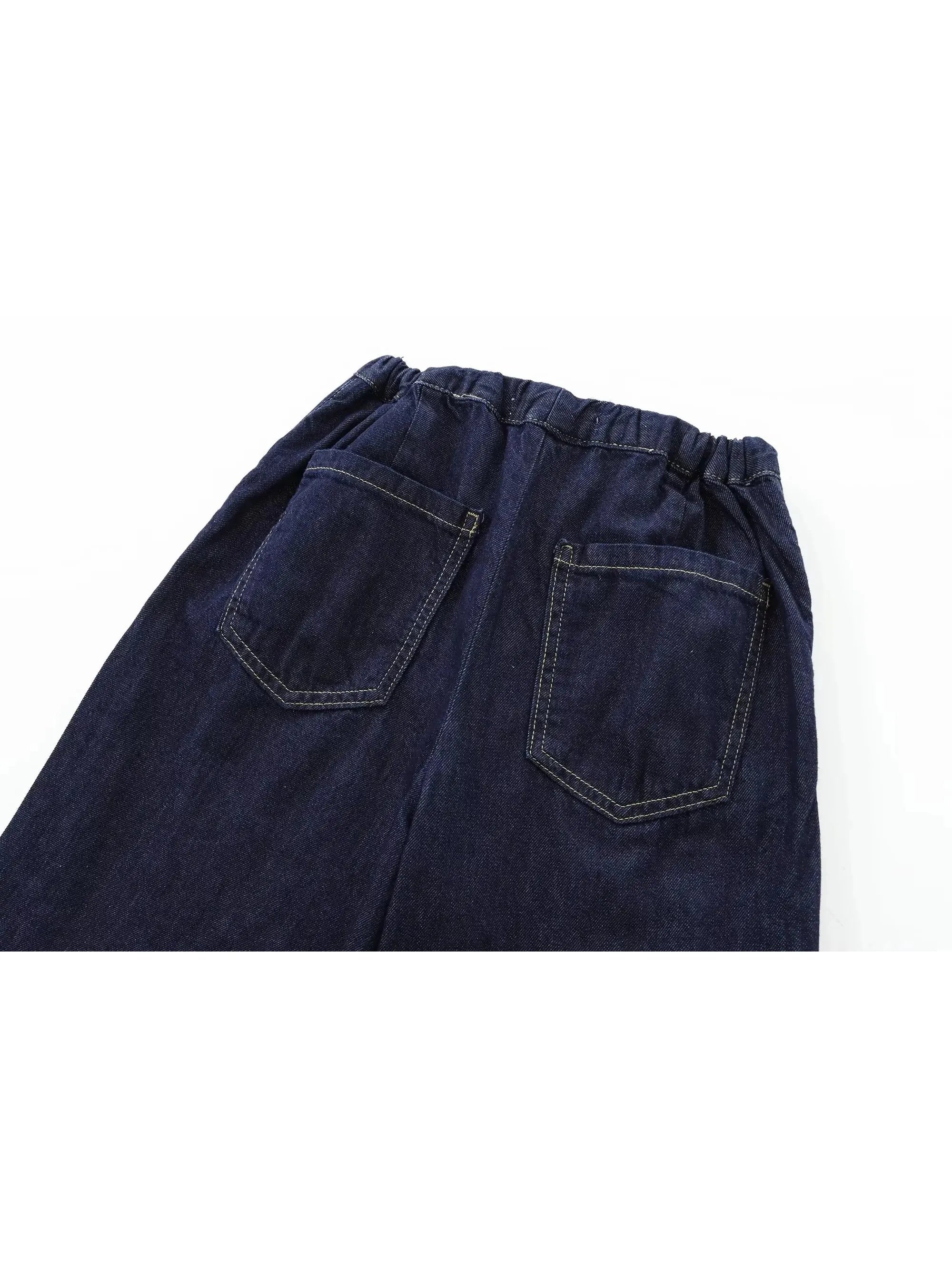 Denim Jacket Top & Pants Coord Set with Elastic Belt