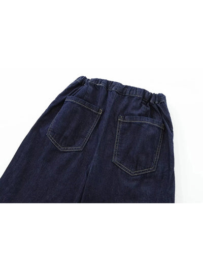 Denim Jacket Top & Pants Coord Set with Elastic Belt