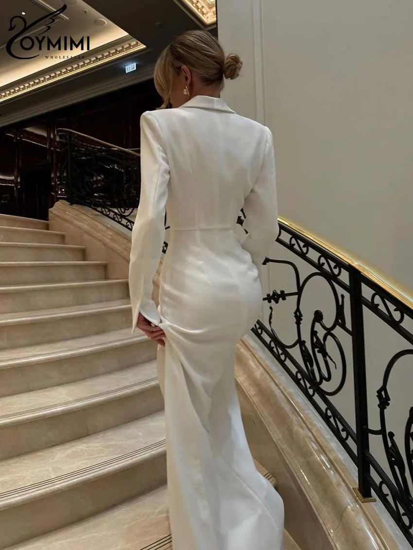 Tuxedo Style Blazer Gown Evening Maxi Dress