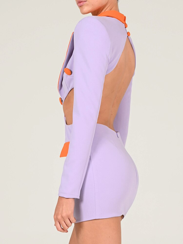 Blue/ Pink Cutout Blazer Dress