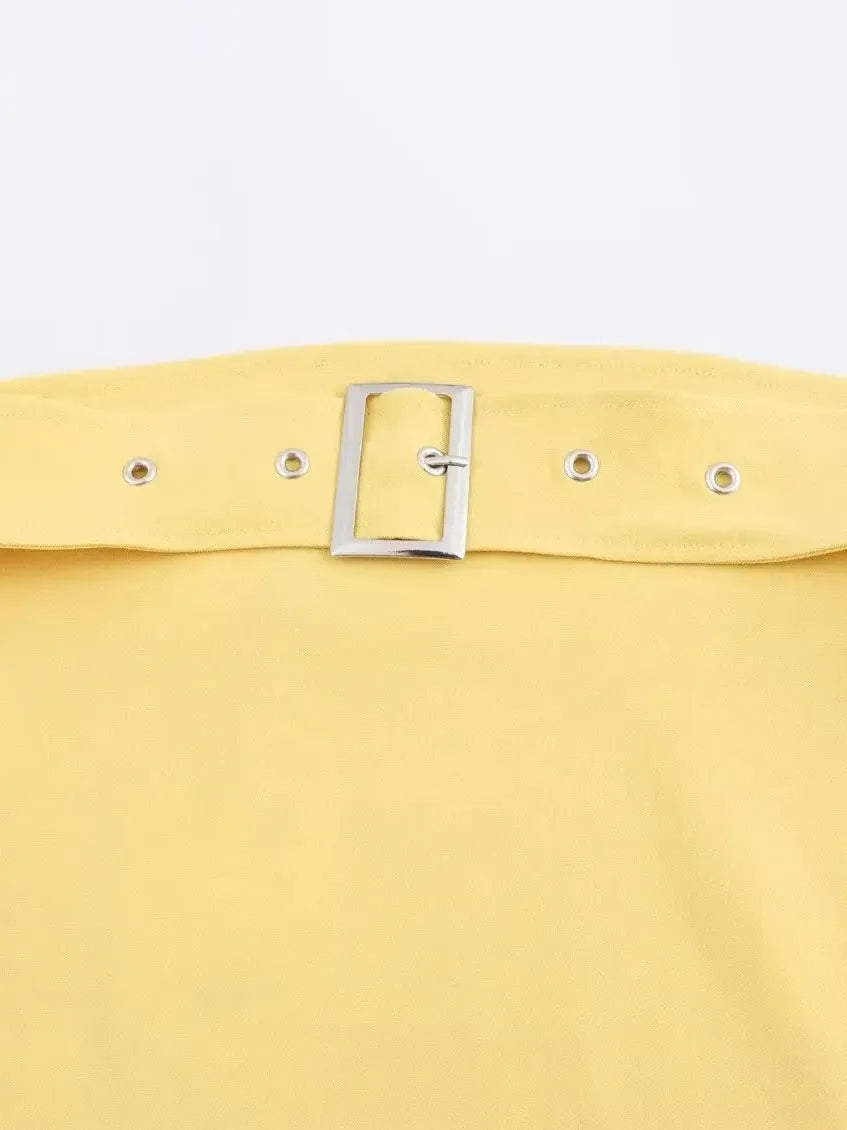 Strapless buckle detail top yellow