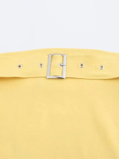 Strapless buckle detail top yellow
