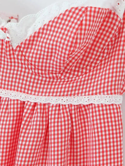 Gingham Print Short Dress With Adjustable Straps