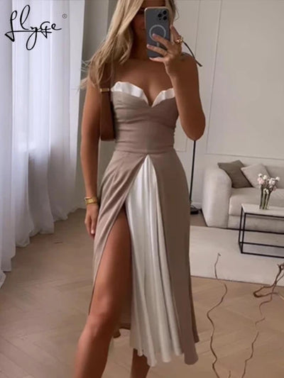 Sweetheart Neck Slit Dress