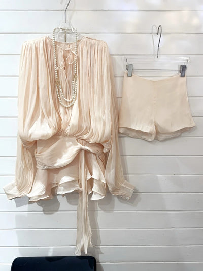 Lyla Bell Sleeve Ruffle Tail Dress with Shorts Coord Set