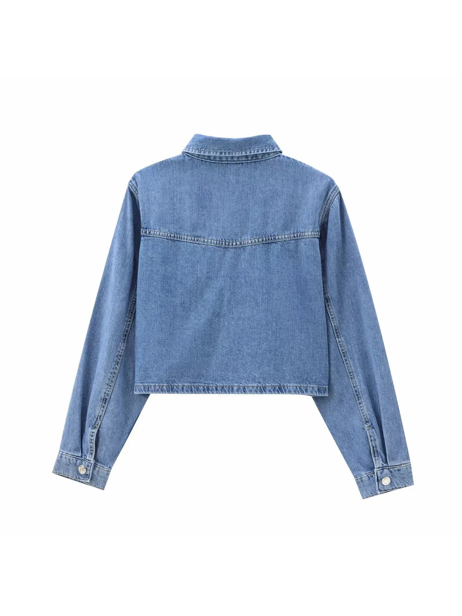 Denim Jacket Top & Pants Coord Set with Elastic Belt